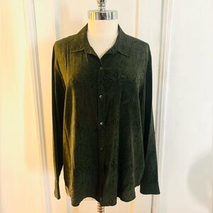 Rails Silk Dark Green Long Sleeve Button Shirt XL